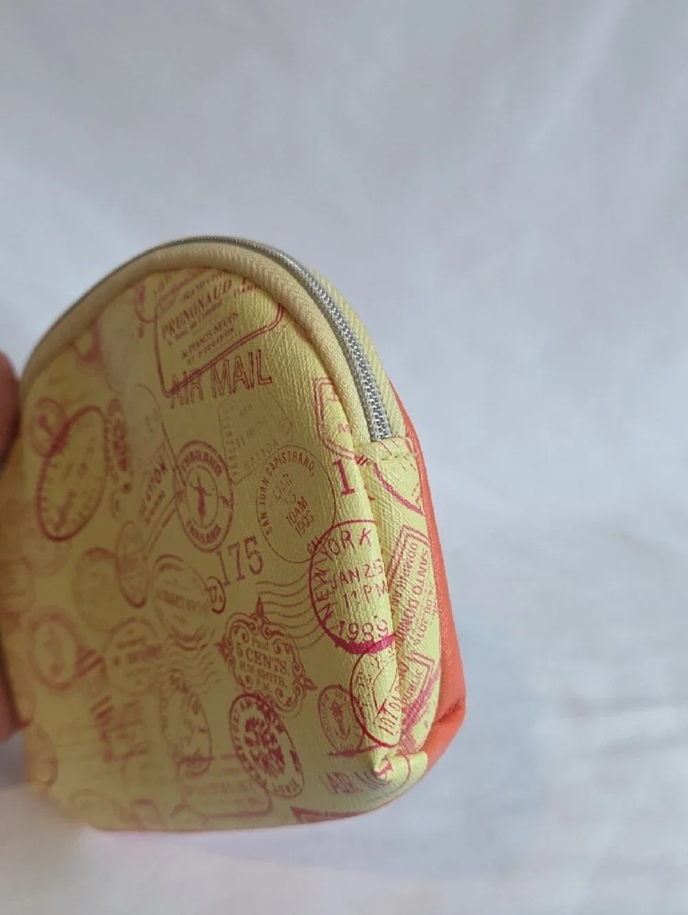 IPSY Yellow Cosmetic Pouch with Pink Stamp Print